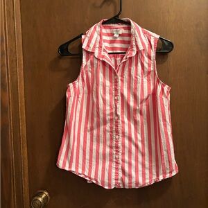 Striped Pink Sleeveless Women's Top
